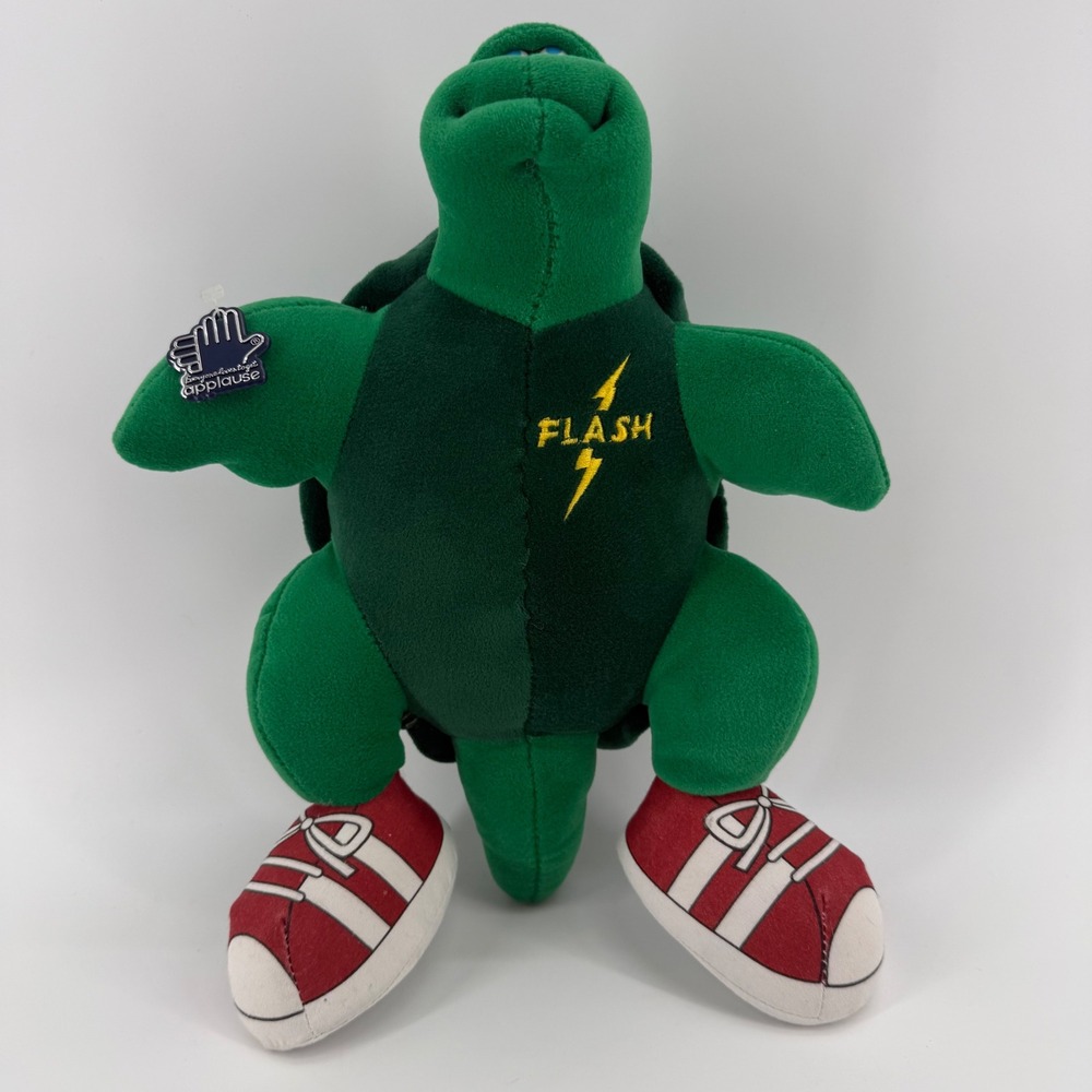 Vintage 1984 Applause Flash the Turtle Plush Toy Green Red Sneakers 80s Retro